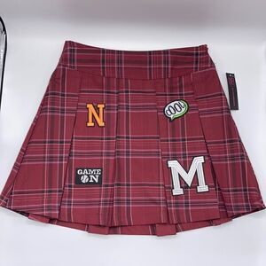 Womens Juniors Denim Pleated Plaid Mini Skirt Size XS (1)